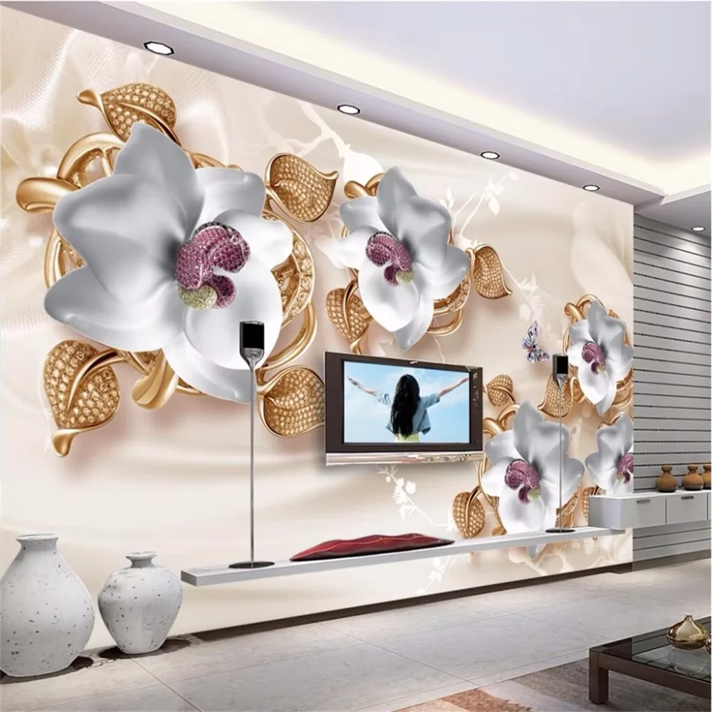 custom relief butterfly wall paper KTV bar decoration mural convex wall cloth internet famous background rose flower wallpaper