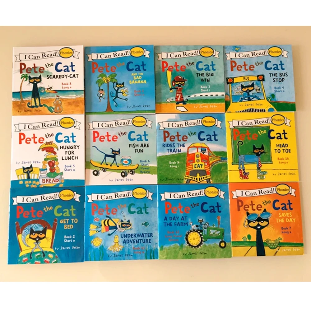 12 libri/set Posso leggere fonetica I miei primi libri illustrati molto Libro inglese per bambini Libro di fiabe tascabili per bambini Montessori