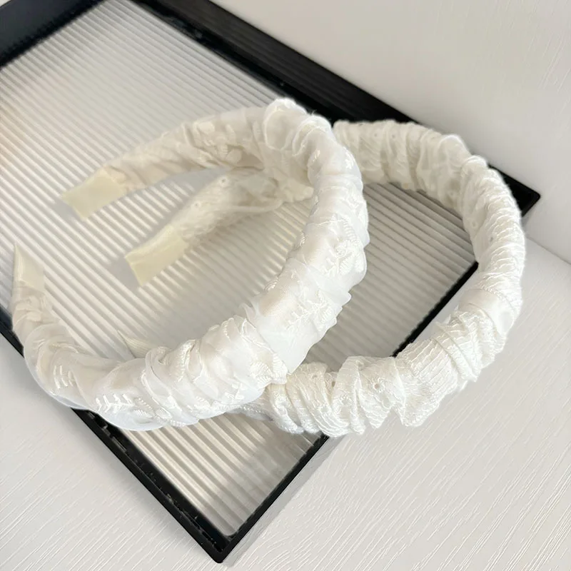 

French Lace Headband Non-Slip Ruffled Design Voluminous Hair Hoop for Women Face Washing Fashion Hair Accessories