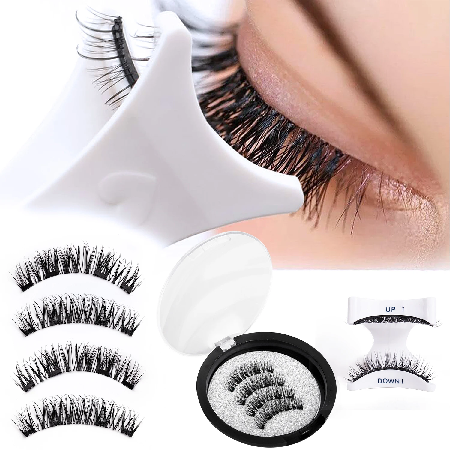 Eco-Friendly Magnetic Lashes Set - 2 Pairs No Glue Required Easy Wear Reusable False Eyelashes for Quick And Simple Application