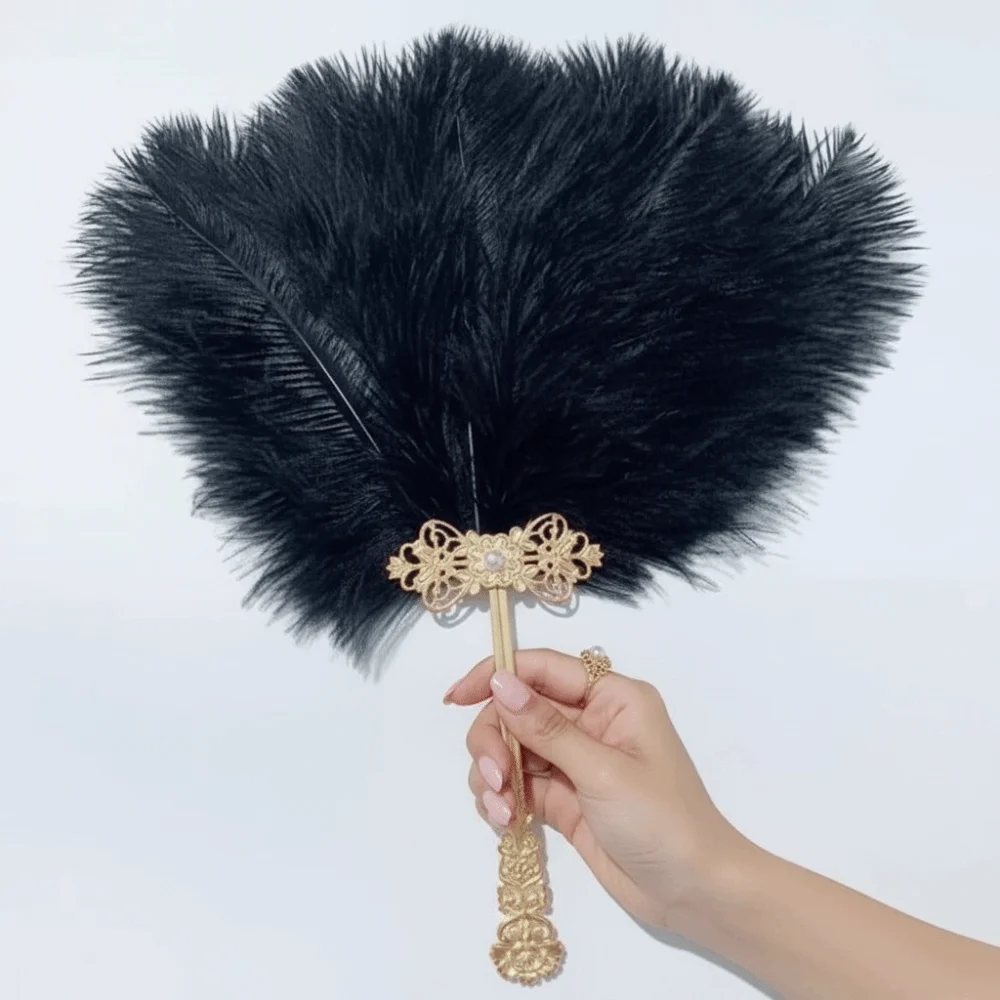 Feather Crafts Feather Fan Cosplay Props Dance Performance Decorative Craft Fan Antique Hanfu Handheld Cheongsam Dance Props