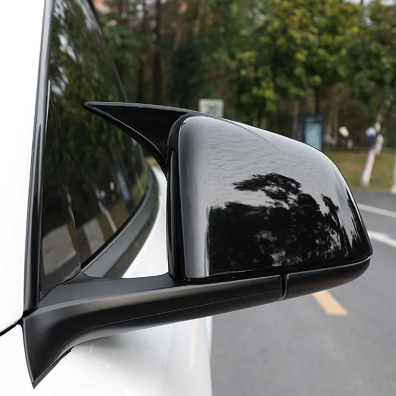Car Upgrade For Tesla Model 3 2020-2023 Gloss Black Carbon Fiber Rearview Mirror Covers Caps Exterior Accessories Trim
