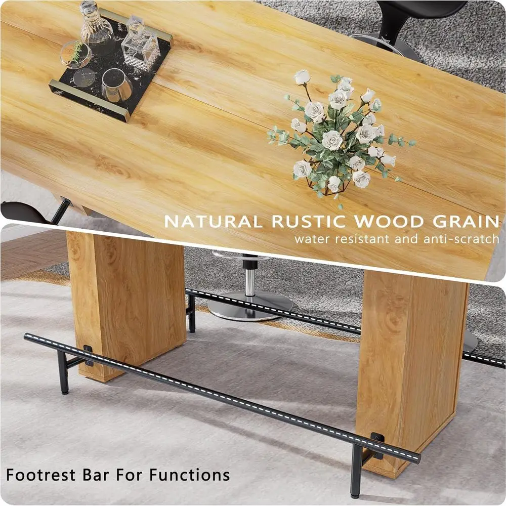 Farmhouse-Style 63 Rectangular Counter-Height Bar Table for 4-6, Suitable for Kitchen and Dining Area