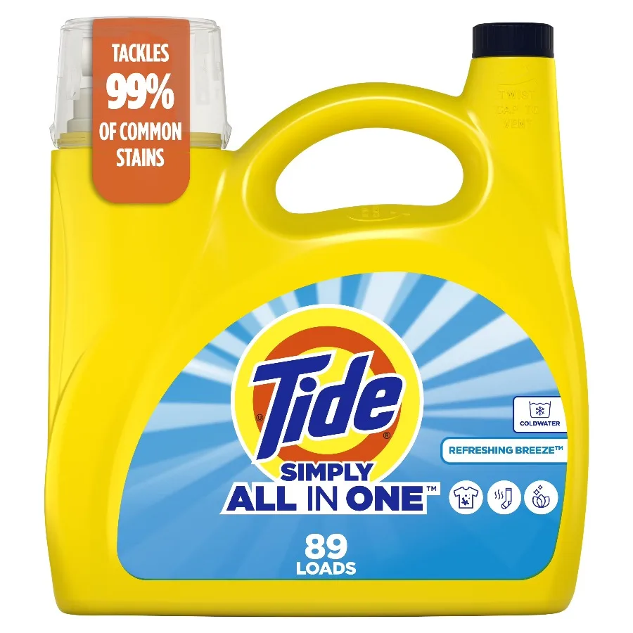 ICUTE-Tide Simply Laundry Detergent Liquid All-In-One, Refreshing Breeze Scent, 117 fl oz, 89 Loads