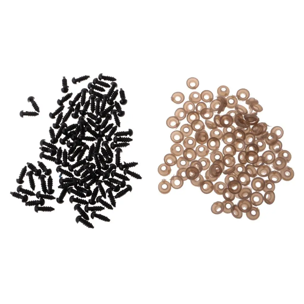 100 Pieces Plastic Safety Eyes with BACKS for Teddy Bear Stuffed Toys Doll Craft Black