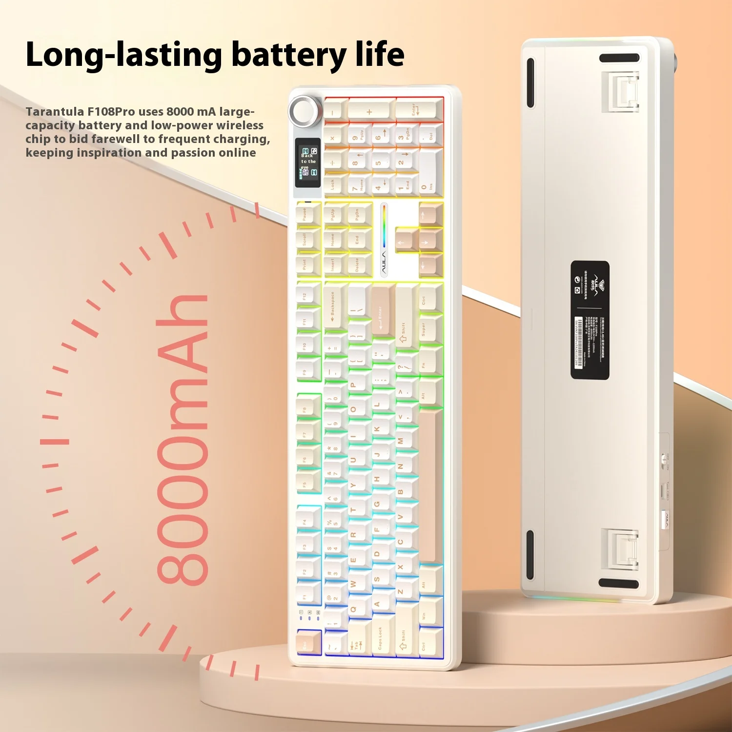 AULA F108 프로 기계식 키보드 트라이 모드 무선 개스킷 구조 핫 스왑 인체공학 맞춤형 게이밍 키보드 PC 액세서리