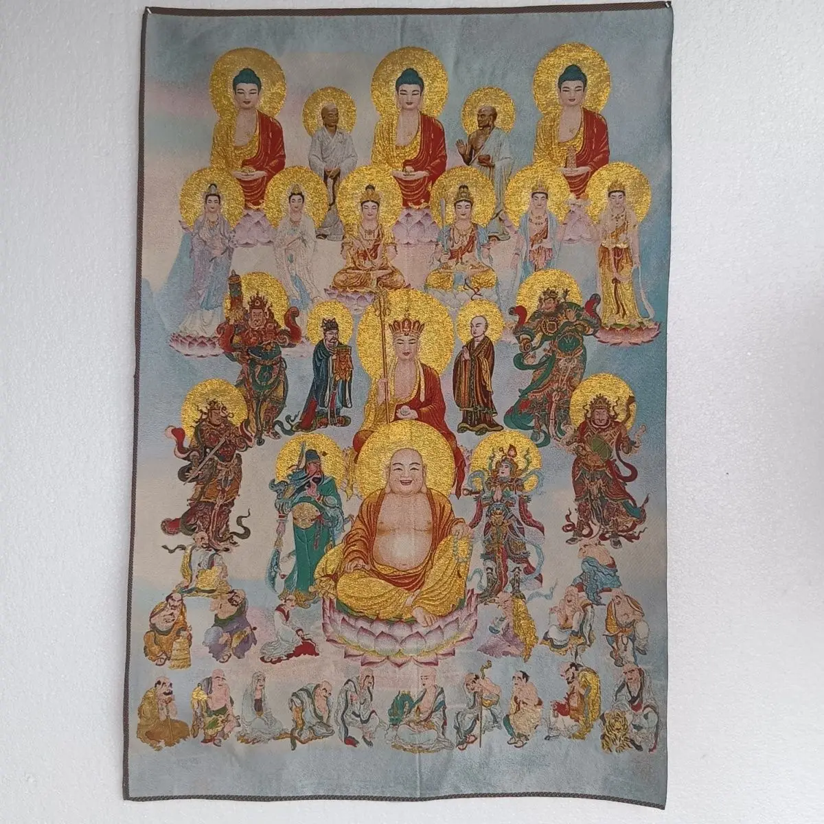 Tibet Tibetan Cloth Silk Shakyamuni buddha, guanyin, maitreya buddha, monk, hundred buddhas painting Thangka Tangka