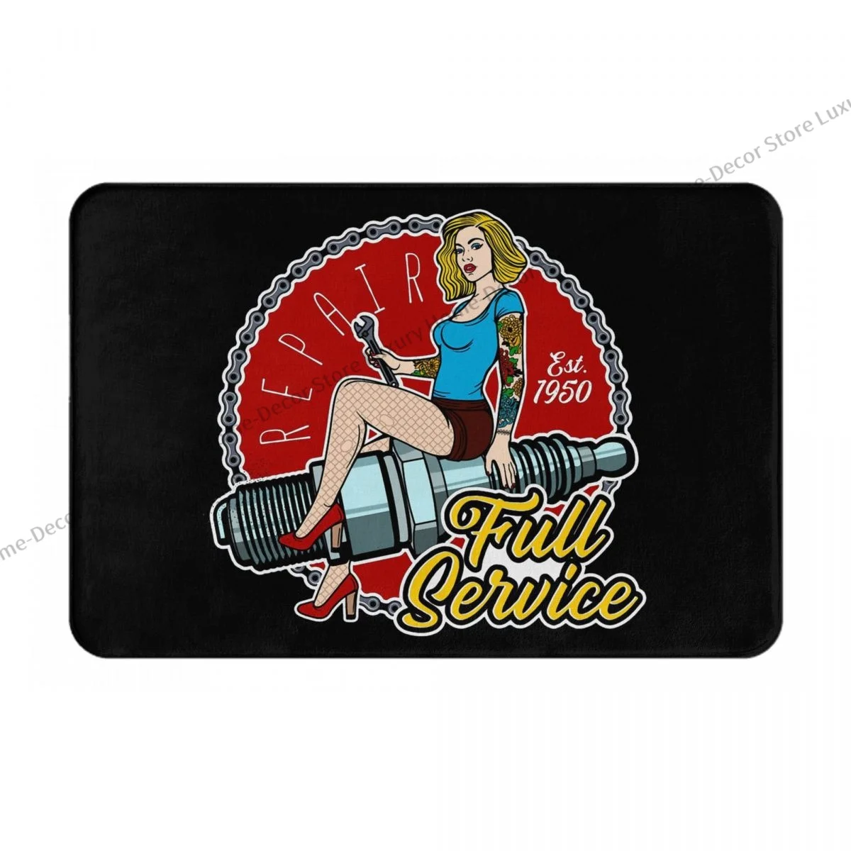 Non-slip Doormat Full Service Pin Up Girl Bath Kitchen Mat Outdoor Carpet Indoor Modern Decor