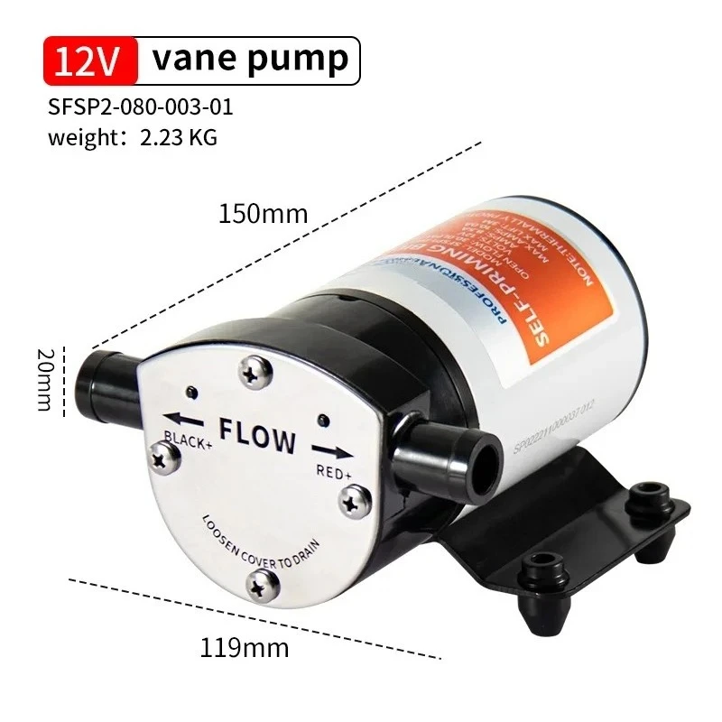 8GPM 30LPM Self Priming Bilge Pump Flexible Impeller 12V Automatic Drainage Marine Boat Yacht Water Circulation System