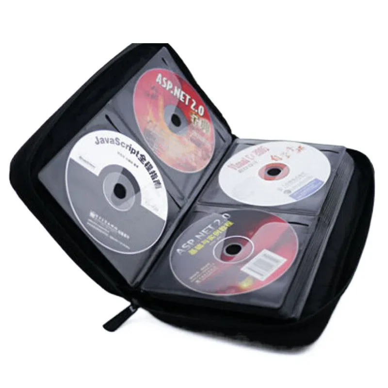 Portable Zipper DVD CD Holder 80pcs Capacity Storage Pouch Bag Double-side CD DVD Storage Sleeve Case Wallet Album Carrying Case
