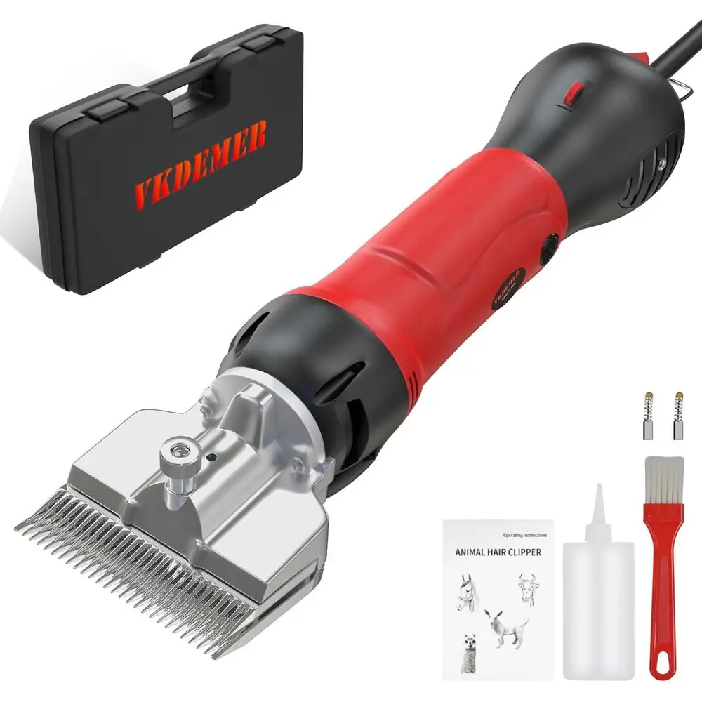 Professional 600W Electric Grooming Kit for Large Animals: 6-Speed Trimmer for Thick Coats