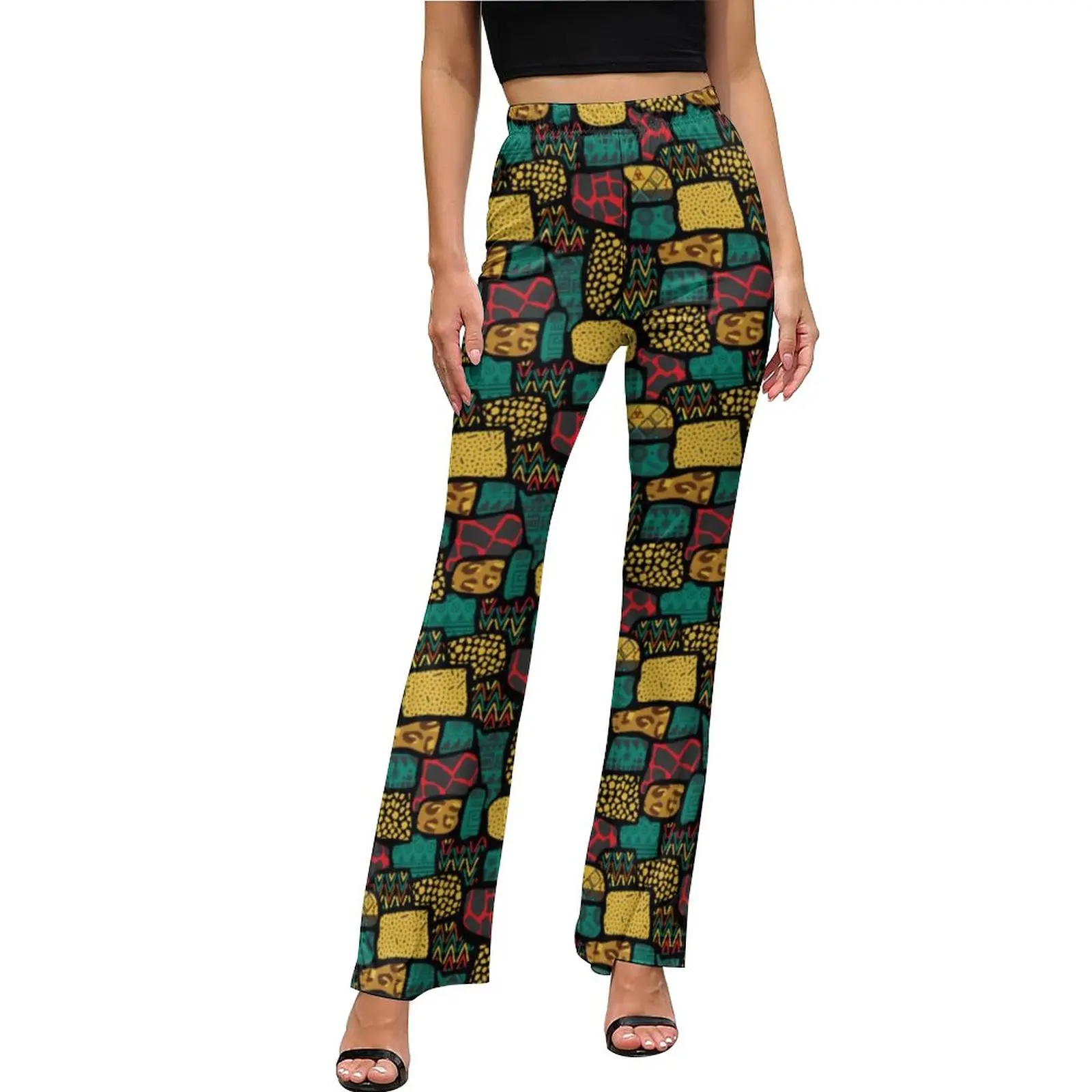 

African Print Pants Colorful Patchwork Classic Flare Trousers Summer Woman Printed Korean Fashion Slim Pants