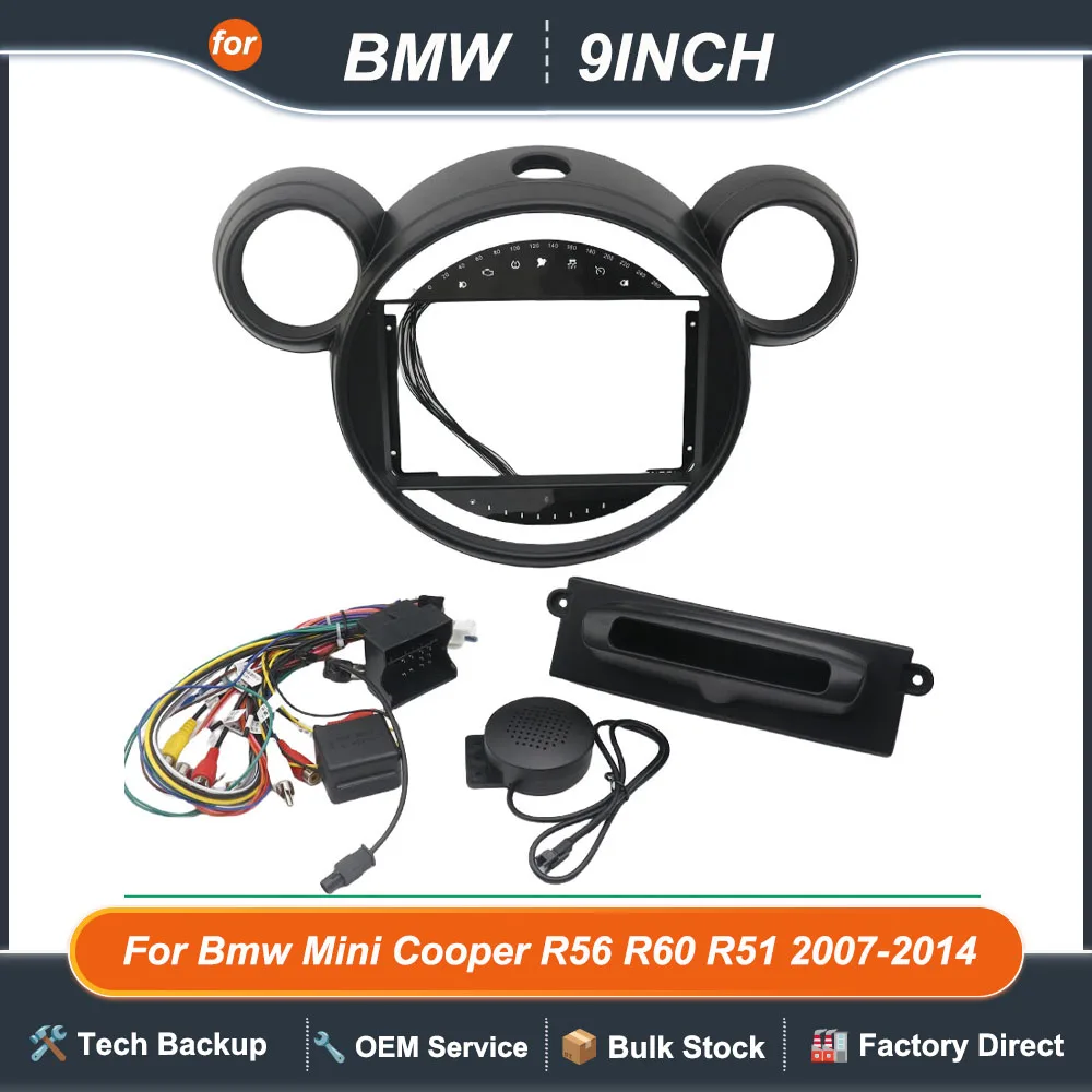 

For Bmw Mini Cooper R56 R60 R51 2007-2014 9 Inch Car Radio Fascias Dash Kit Install Facia Console Bezel Stereo Adapter Plate Tr