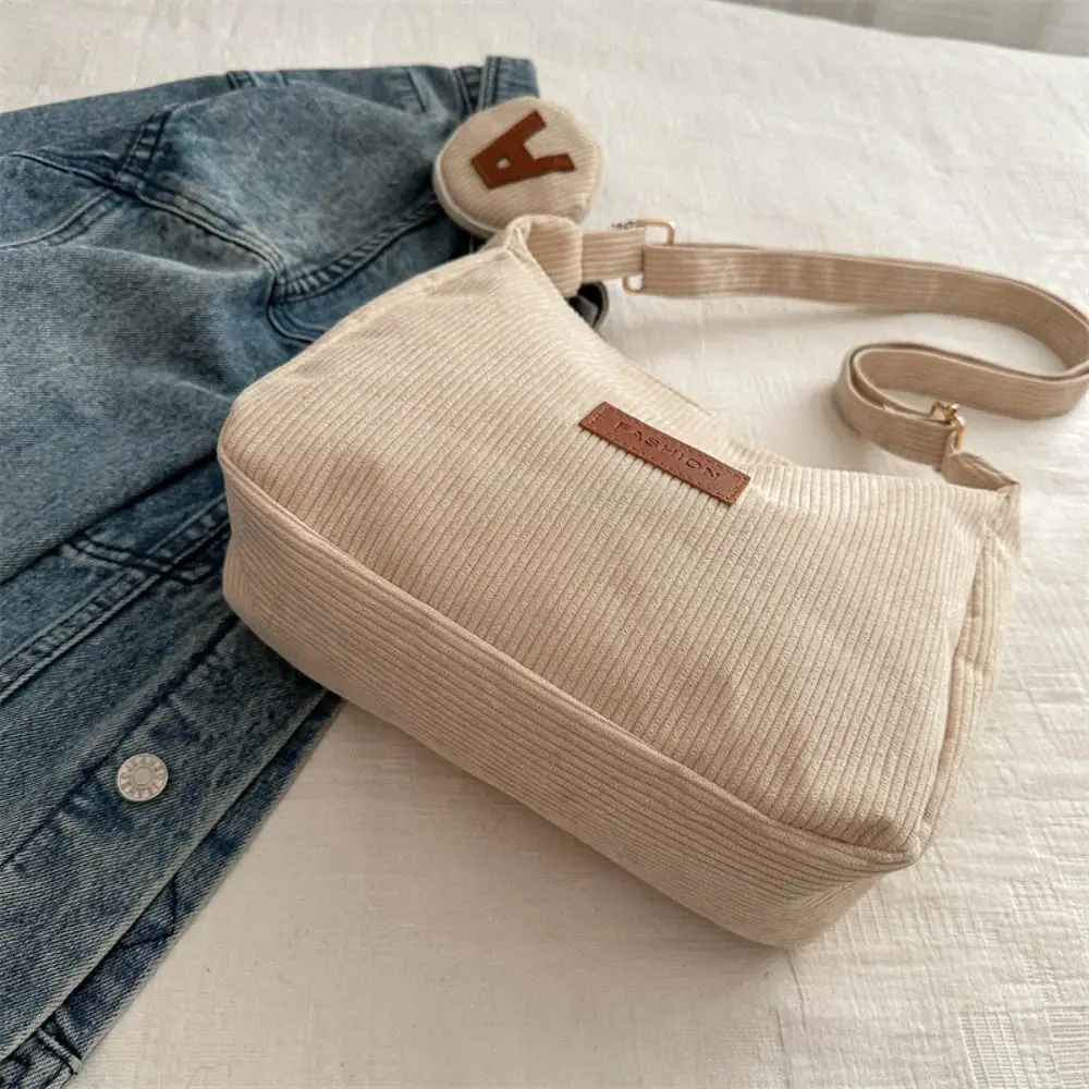 New Durable Corduroy Crossbody Bag Large Capacity Dumpling Handbag Casual Shoulder Bags Women Messenger Bag