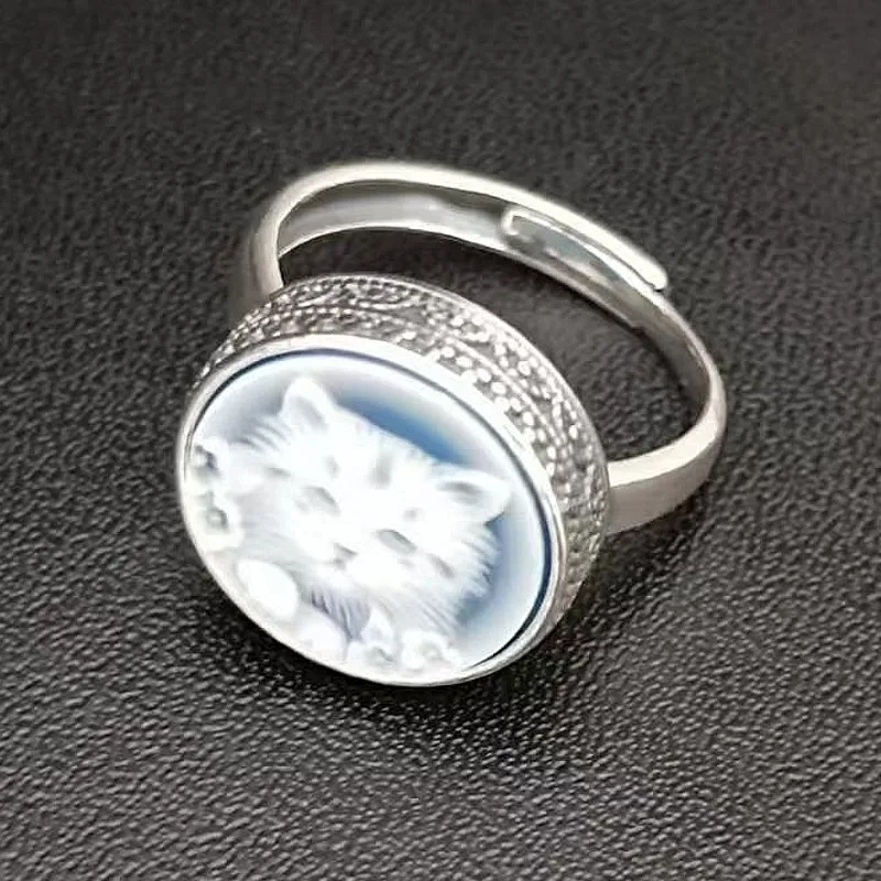 BOCAI S925 Silver Rings for Women  Vintage Jewelry Agate Circular White Shell Angel Wholesale Dropshipping New Fashion Gift
