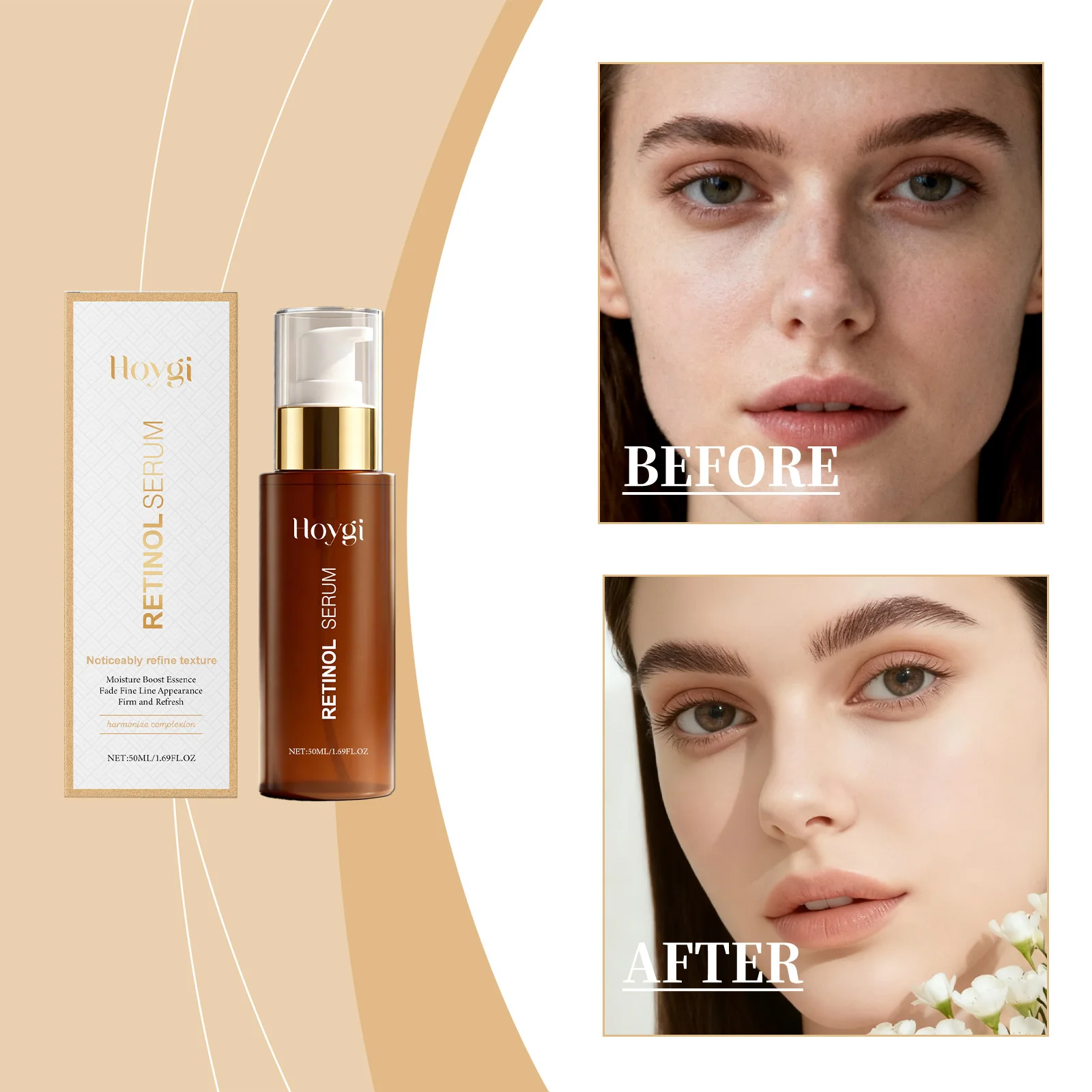 Retinol Remove Wrinkles Serum Lift Firm Essence Reduce Fine Lines Increase Skin Elasticity Smooth Hydrate Moisturize Facial Care