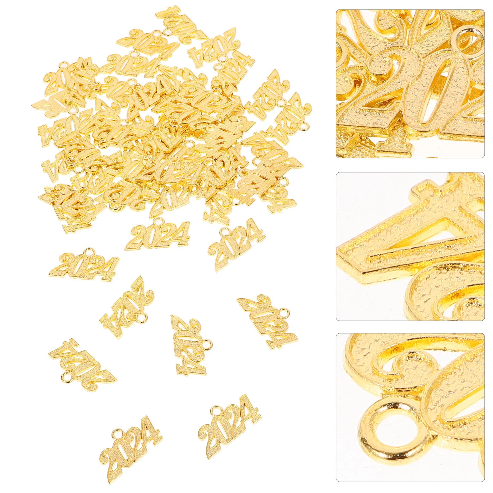 

50 Pcs Number Pendant New Years Charms Mini Metal Necklace Tassel Ornament Alloy Ornaments Graduate Jewelry
