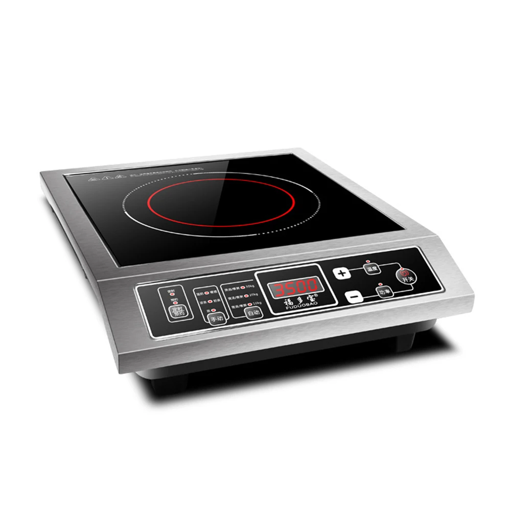 Cuisinière à induction commerciale en acier inoxydable, poêle électromagnétique domestique, haute puissance, 3500W, 220V