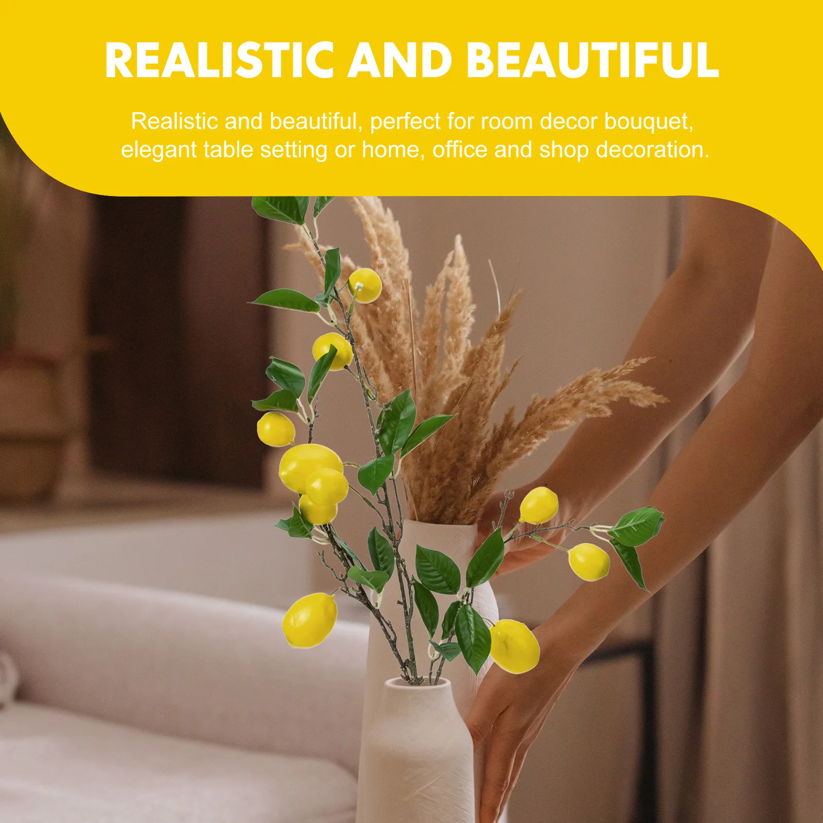 

2pcs Branches Vase Lemon Pick Countertop nament RealisticPlant Decoration Countertop nament Home Office Shop Vase