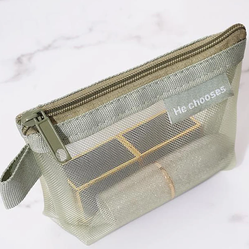 Nylon Mesh Square Zipper Coin Bags Purse Money Wallet Bank ID Credit Card Holder License B8 Storage Pocket Bags