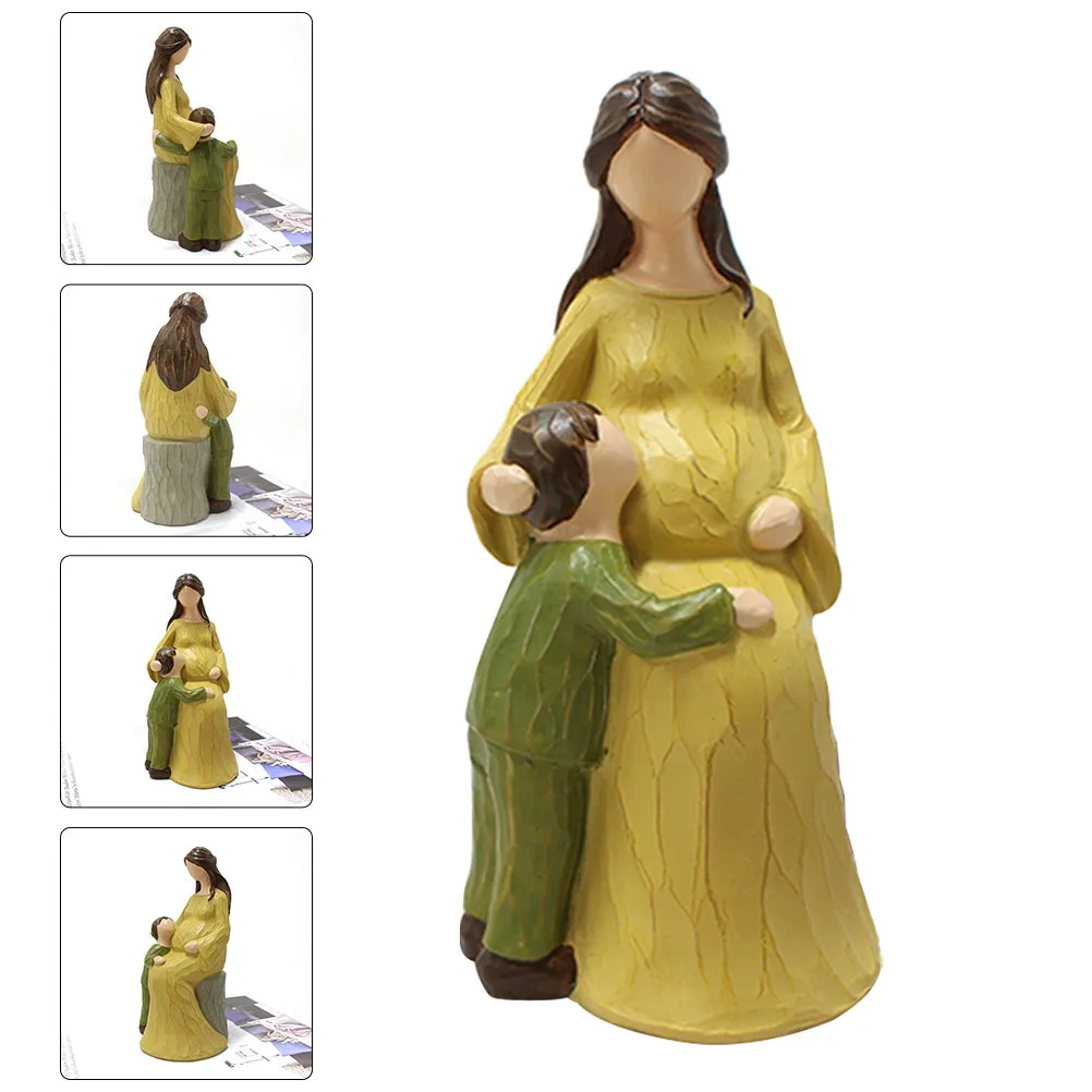 

from Figurine Mom Pregnant and Son Figurines Mother's Day Sculpture for Family Character Statue