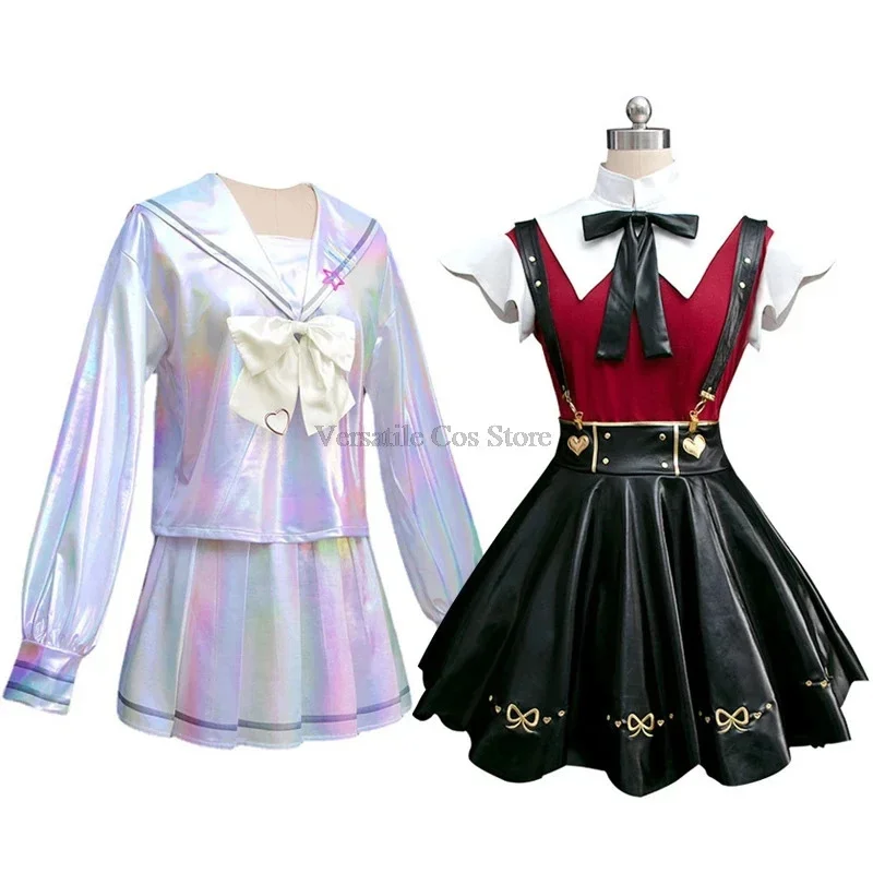 Game Needy Girl Overdose Cosplay Costume Wig Anime JK Uniform Leather Skirt Set Abyss KAngel Ame Chan Cosplay Costume