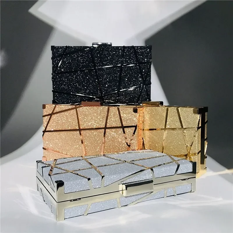 Women Evening Clutch Bag Sequin Clutch Female Crystal Day Wedding Banquet feminina bolsa Party Black/Gold Silver Clutch Purse