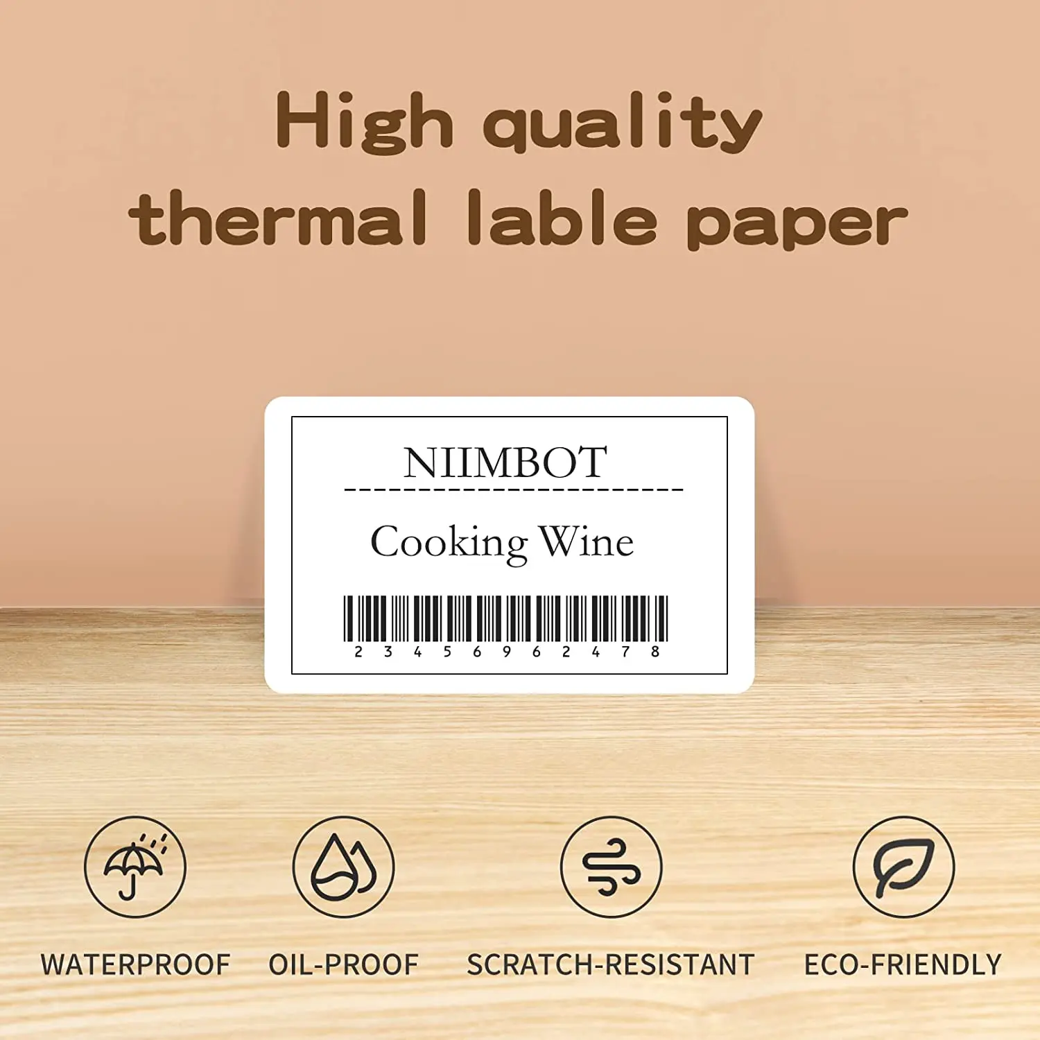 NiiMbot B21/B3S/B1 Pure White Label 2 Rolls Thermal Label Paper Clothing Price Food Self-adhesive Tag Waterproof Label Paper