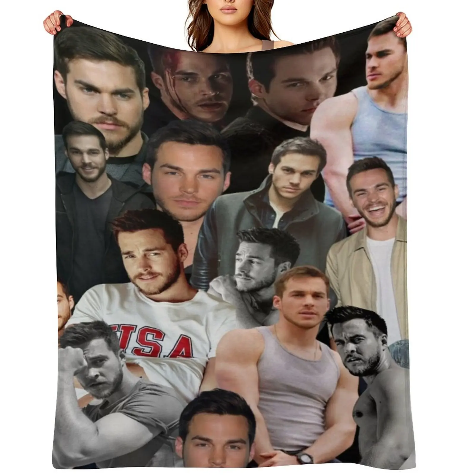 

kai parker photo collage Throw Blanket Single Flannel Cute Plaid Extra Large Throw Blankets