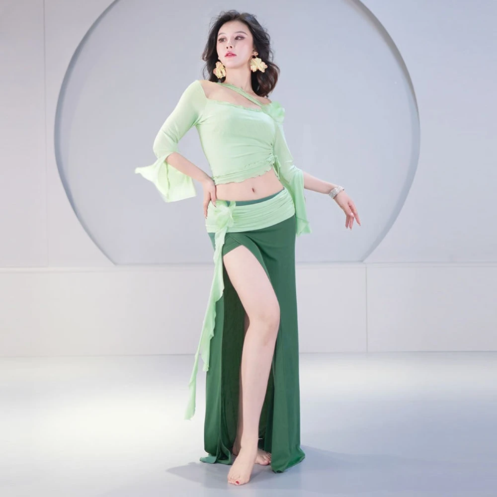 Belly Dance Practice Wear for Women, Autumn and Winter New High Waist Cover-Up Costume Set, Oriental Dance Performance