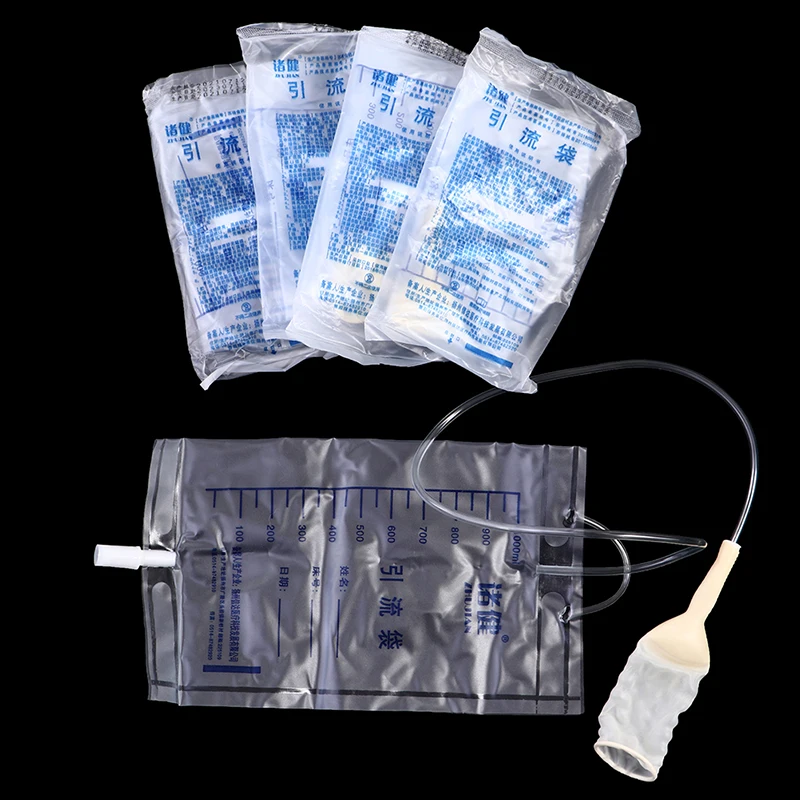 5P Medical Latex Sleeve Type Urine Bag Male Drainage Catheter Bag 1000ML Urine Collector Bag Holder Bed Incontinence Urinal Pee