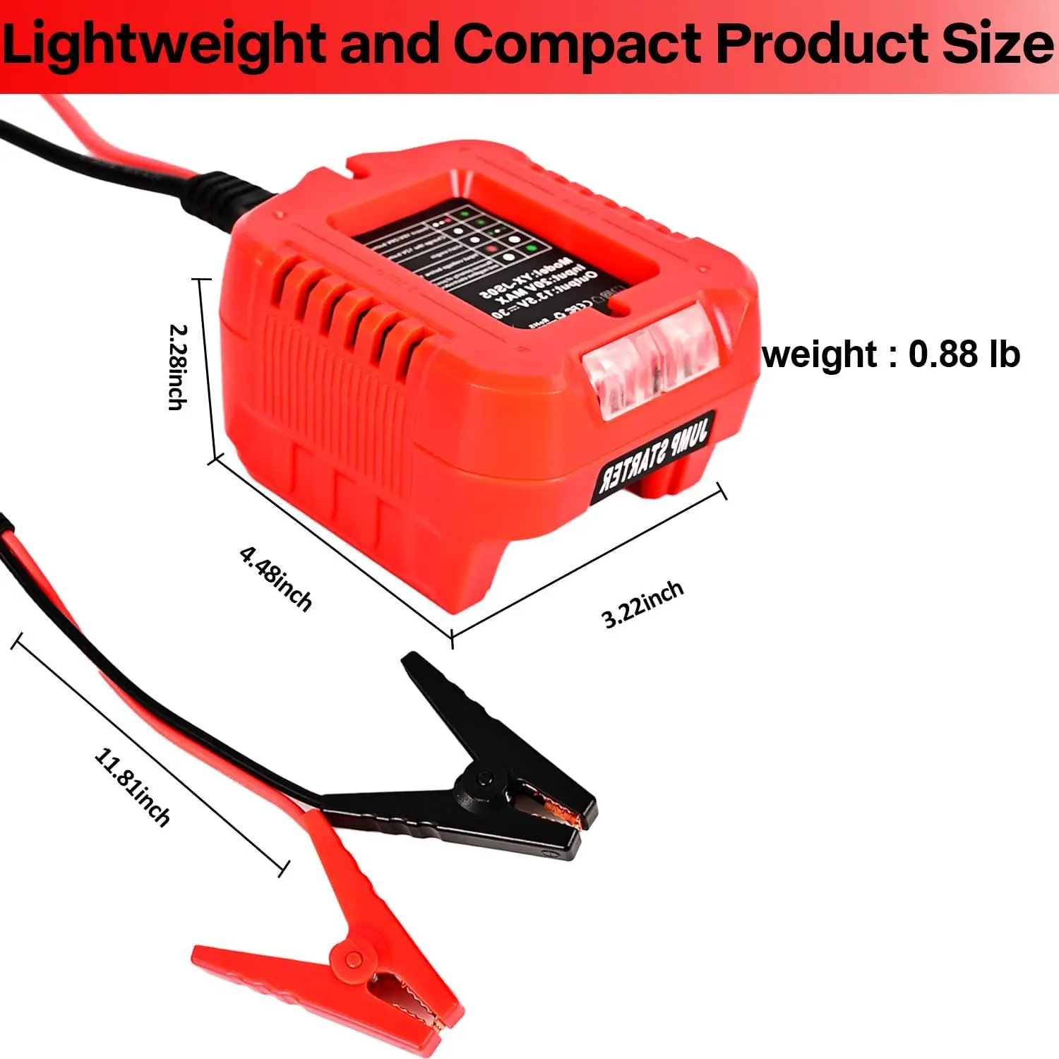 Arrancador de salto para baterías de 18 V: kit de cable de puente portátil de 11 AWG y 1,2 pies, arrancador de batería para automóvil (batería no incluida)
