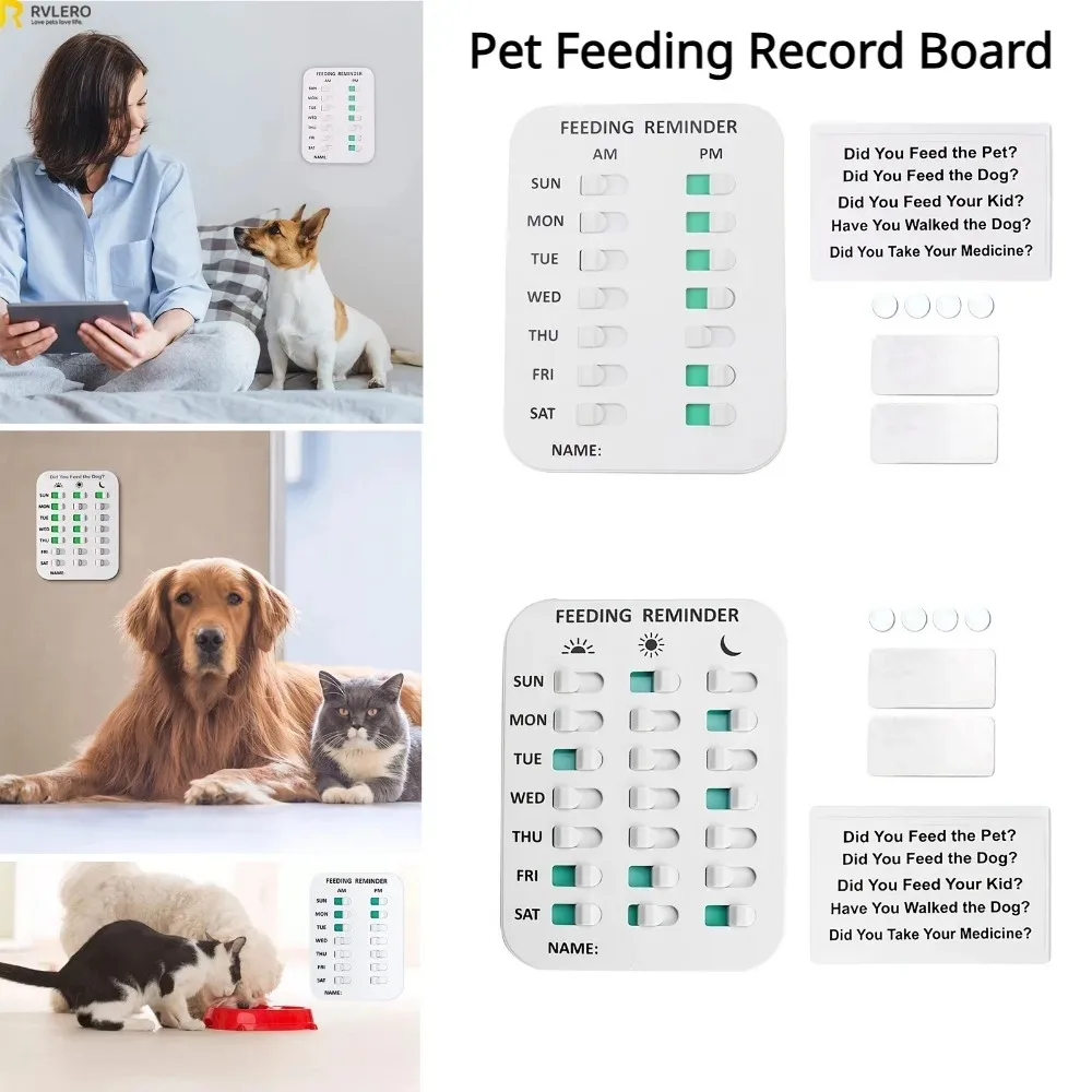 Pet Feeding Record Board Cat Dog Feeding Reminder Log Card Wall Mounted Remark Sticker Event Note Sign Pets List Remarks Plank