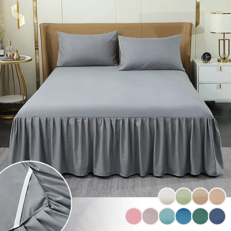 1PC Skin‑Friendly Cotton Bed Skirt Dust Ruffle 43cm Drop Soft Touch Mattress Bed Cover For Simmons Bedroom Home Decoration