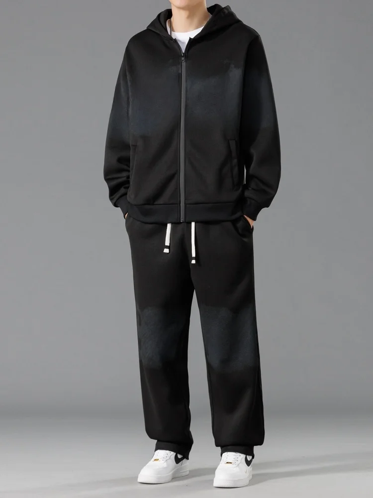 

Свободный мужской повседневный спортивный костюм: модный кардиган-свитшот и брюки, комплект из двух предметов, осенняя коллекция