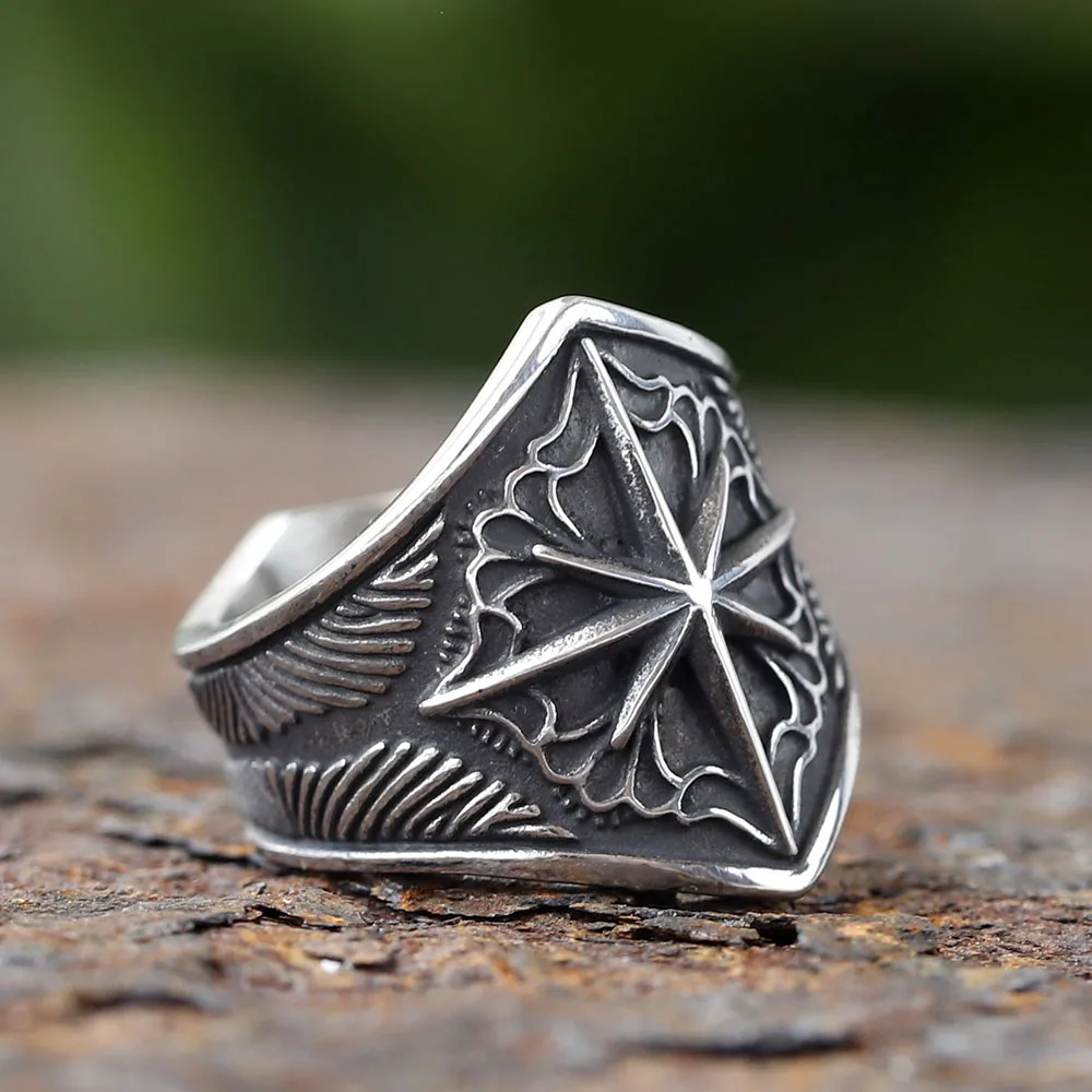 Starry Ring 316L Stainless Steel Star Men Ring Punk Rock Rap for Biker Male Boyfriend Mariner Jewelry Creative Gift Dropshipping