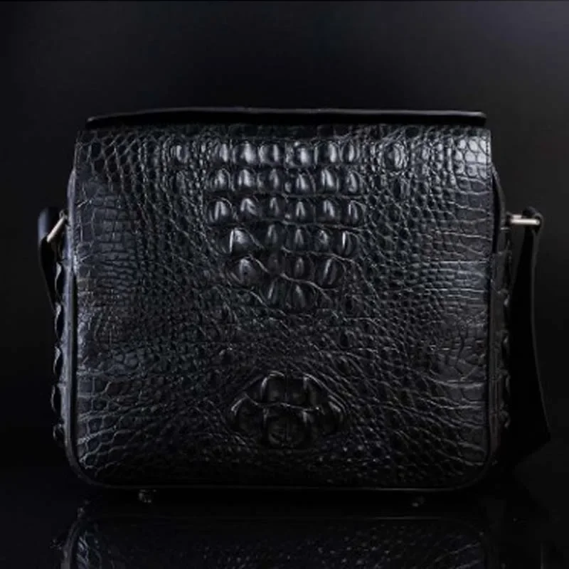 ourui new  selling  crocodile  Messenger bag  black  One shoulder cross shoulder bag  Package male new