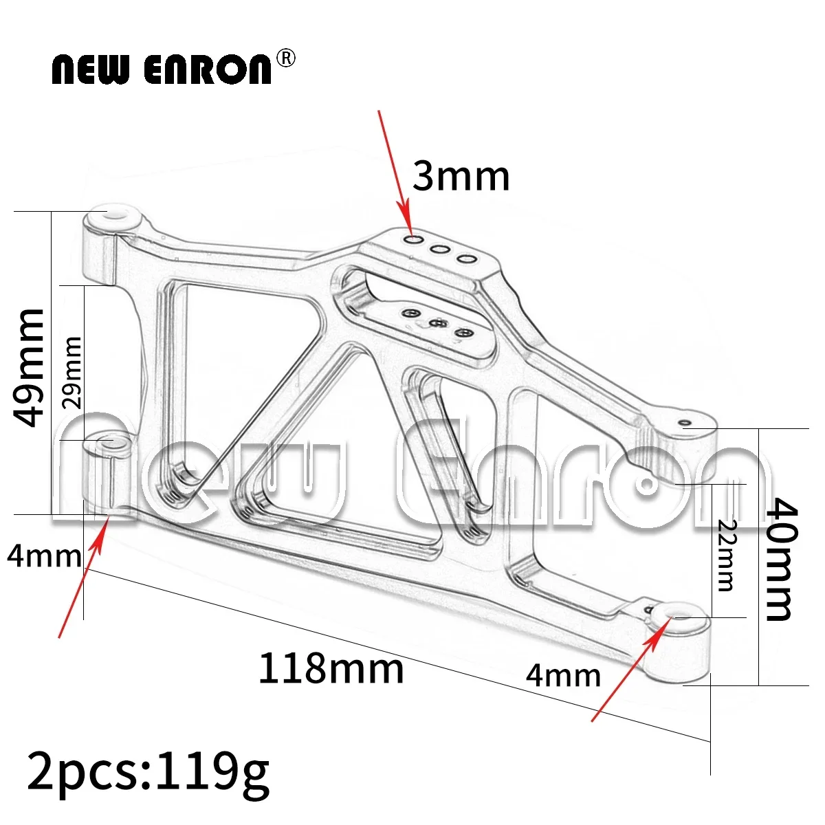 NEW ENRON Metal Alloy Front & Rear lower Suspension arm Left & Right Replacement of 8930 for 1/10 Traxxas Maxx 89076-4