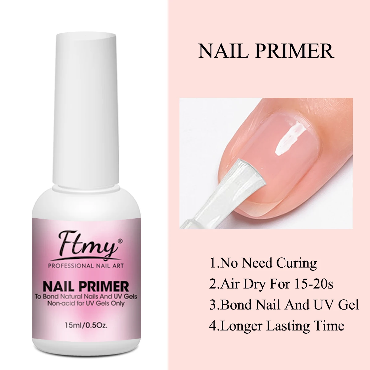 Desidratador de preparação de unhas 5 tamanhos e base de gel primer sem ácido conjunto com óleo de cutícula de unha, desidratador para acrílico e gel n