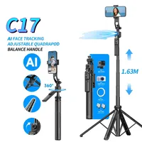 C17 Intelligent AI Face Tracking Stable Bluetooth Ggimbal Shooting Quadrapod Selfie Stick Mobile Phone Stabilizer