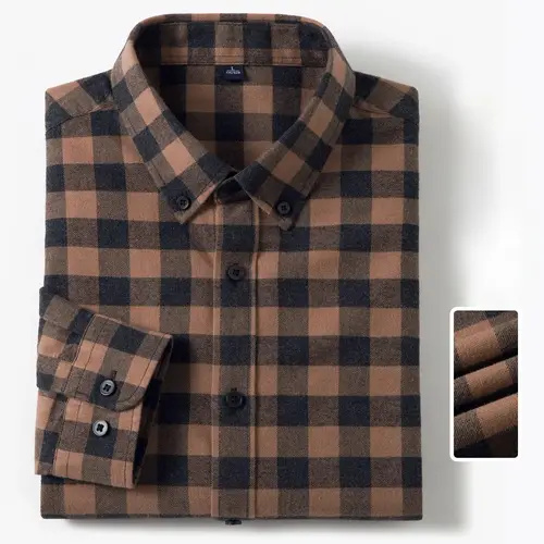 New in Shirt Plaid 100%Cotton Brushed Long Sleeve Shirts for Men Slim Fit Casual Tops High Quality Designer Vintage Clothes - Image 15