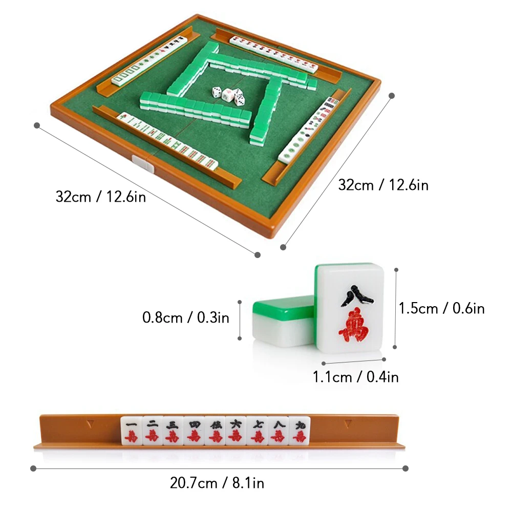 Mini Mahjong Set with Folding Mahjong Table Portable Mah Jong Game Set for Travel Family Leisure Time Indoor Entertainment