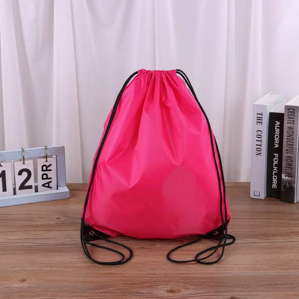 Nylon Drawstring Backpack Solid Color Shoulder Bag Shopping Bag Basketball Storage Bag Beach Use Bag Gym Sports Backpack Men