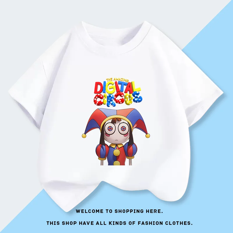 Magical Number Circus Pomni Children's Clothing - Girls' Short-Sleeved T-Shirt - Children's Family Clothing Top - Base Shirt