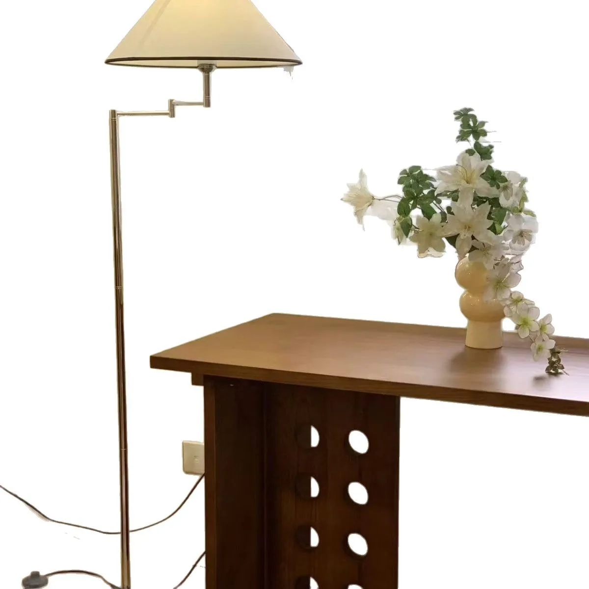 Modern minimalist master design ash wood home dining table office desk rectangular cherry wood hole table