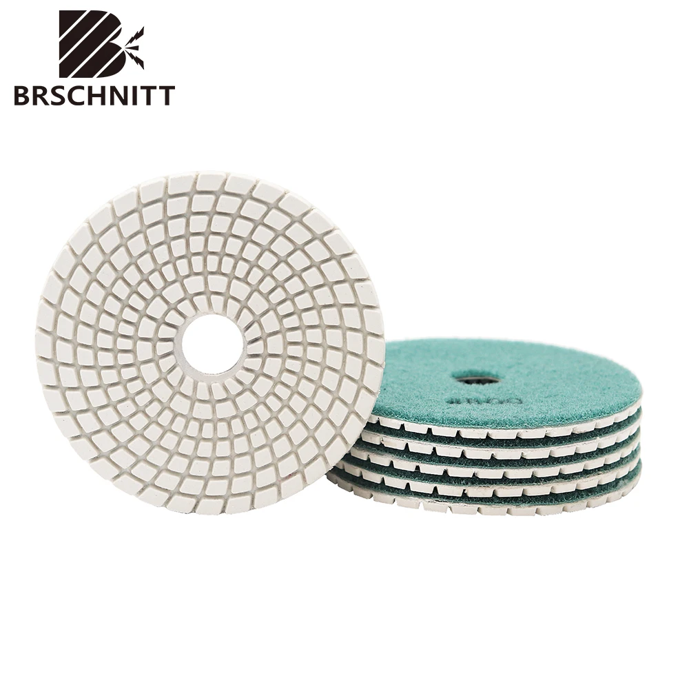 

BRSCHNITT 6pcs/set Dia 4 inch 100mm Grit800 Wet Diamond Polishing Pad for Granite Stone Marble Sanding Grinder Polisher