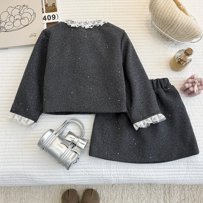 2026French Style Short Coat for Women New High-End Casual Elegant Lace Fashion Two-Piece Set