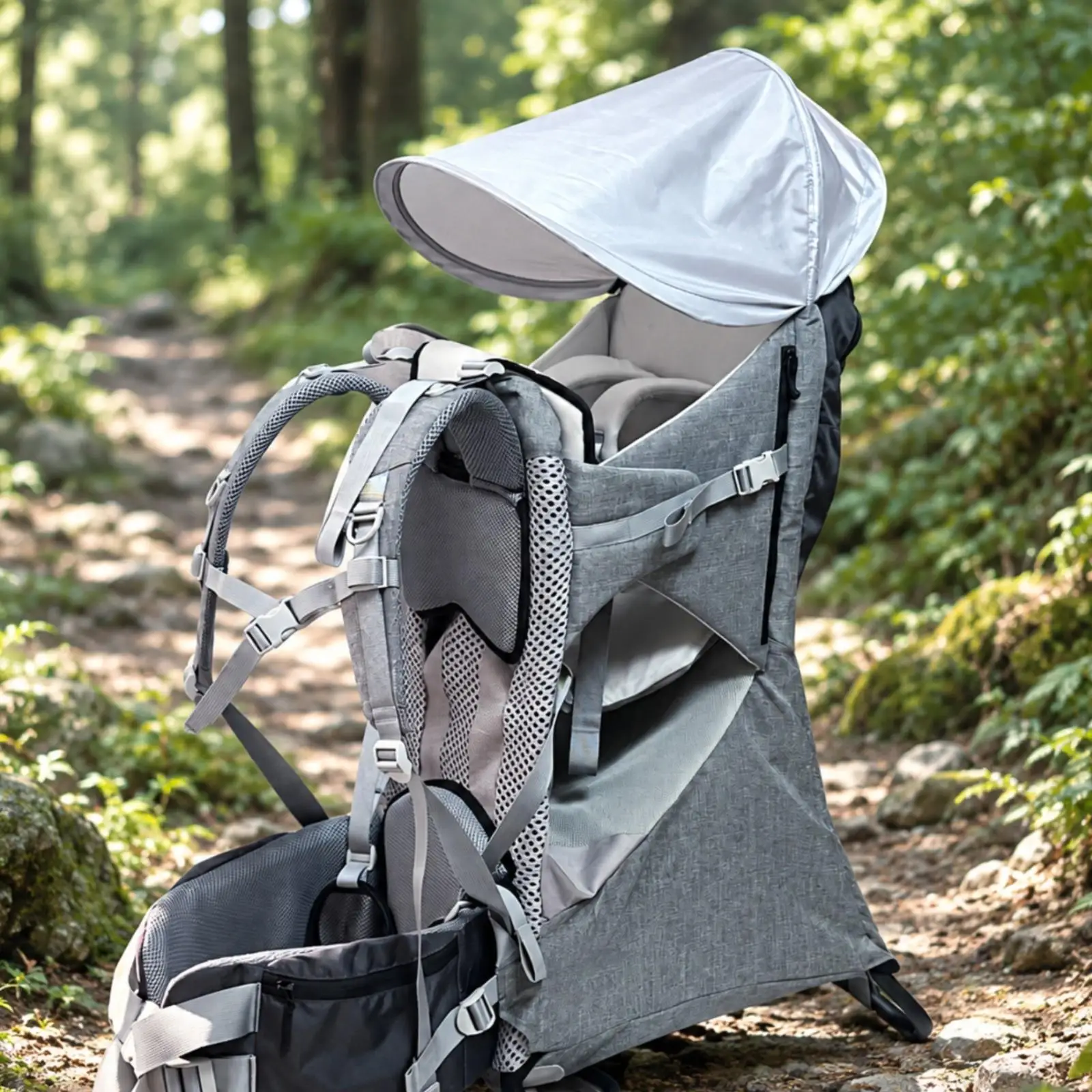 Oxford Cloth Child Carrier Backpack with Breathable Padding and Folding Stand for Toddler Hiking and Travel