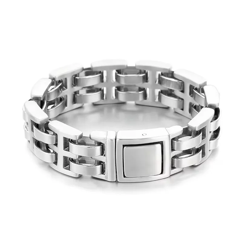 

Stainless Stess Charm Curb Bracelet Bangle For Men Chunky Bike Link Chain Double Layers Bracelet Homme Jewelry Accessory