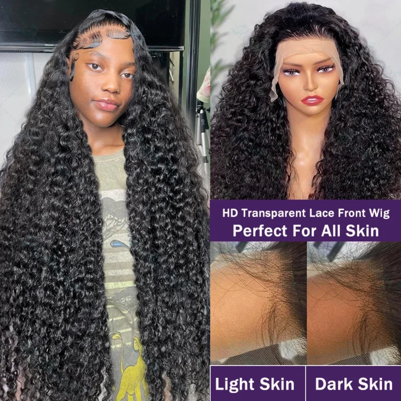 Rosabeauty 250% Deep Wave 13x6 HD Lace Frontal Wig Brazilian Curly 13x4 Lace Front Human Hair Wigs For Women Pre Plucked 34 Inch